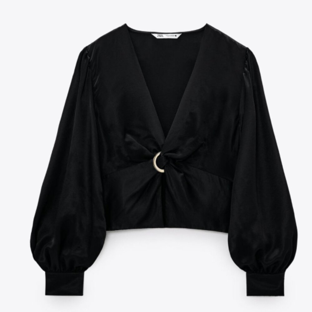 Zara Ring Trim Satin Effect Top